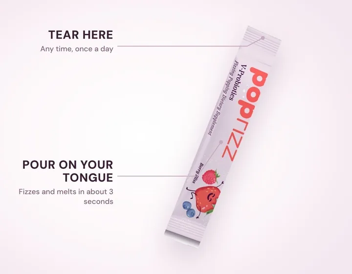 Step 1 — tear the stick and pour it on your tongue